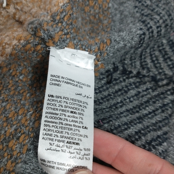 Chico's Multi Stripe Coatigan with safety pin closure, size 3/L/16 - Picture 8 of 14